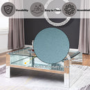 Nysa - Coffee Table - Mirrored & Faux Crystals - 19" - Atlantic Fine Furniture Inc