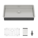 Ada-Compliant Undermount Kitchen Sink, Low Depth Single Bowl - Brushed Nickel