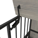 Modern Kennel Dogs Room Up To 60 Lb, Dog Crate Furniture With Multi-Purpose Rremovable Ttray, Double-Door Dog House, Lift Panel, 360 Degree Rotation, 3 Height Adjustable Feeding Bowls