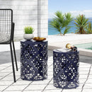 Modern Iron Cut Design End Table (Set of 2) - Navy Blue