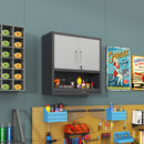 Metal Wall Mounted Tool Storage Cabinet With Locking Door, 1 Shelf & 1 Drawer
