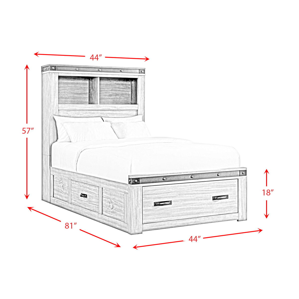 Wade Youth Platform Storage Bed in Dark Gray by Elements International, view 11
