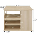 Kitchen Island Cart, Rolling Serving Utility Trolley Cart Modern Kitchen Island With Storage Drawer Wine Rack Lockable Casters, Kitchen Cart For Kitchen, Dining Room, Bar Living Room - Natural