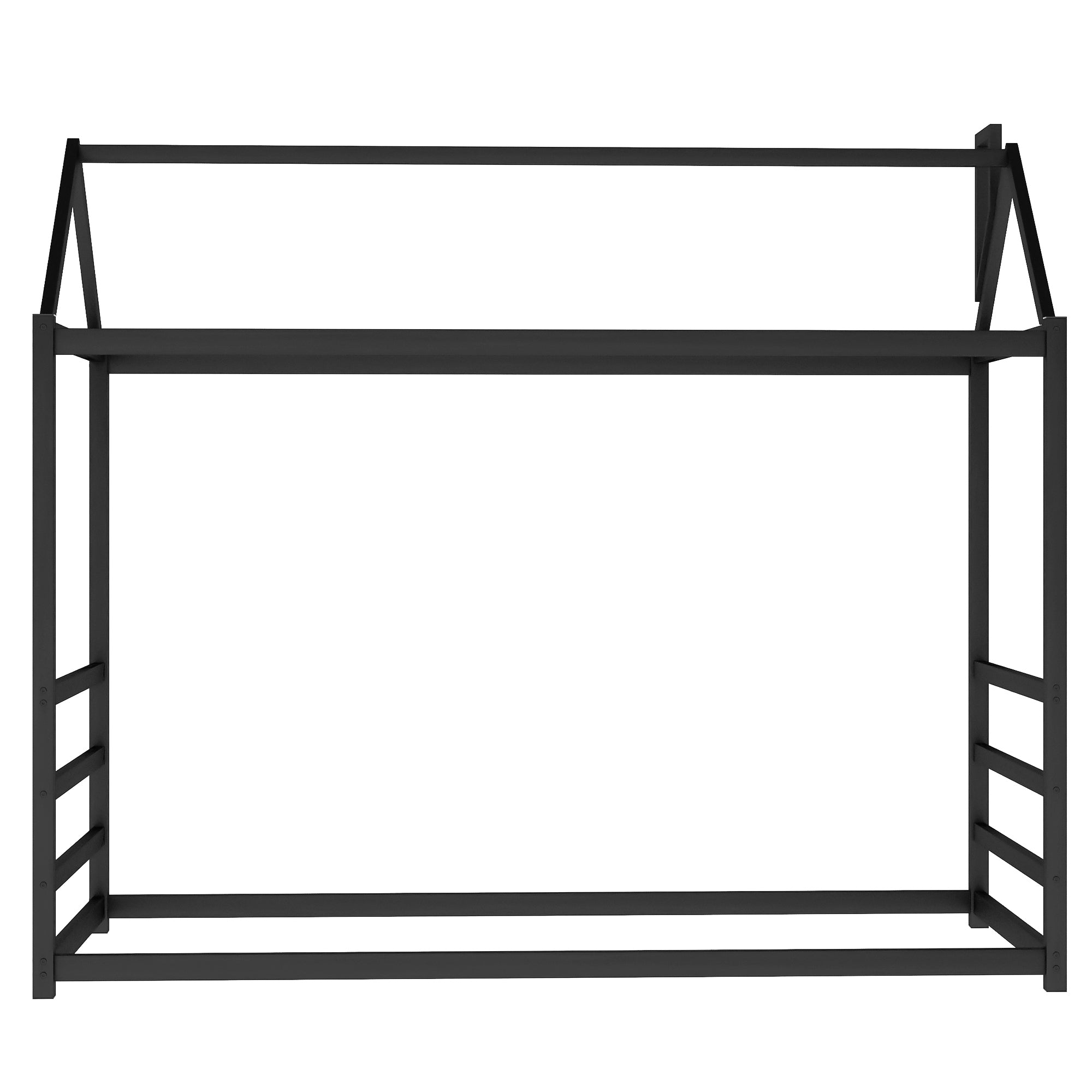 House Platform Bed with Roof and Chimney Design,Black - Atlantic Fine Furniture Melbourne FL