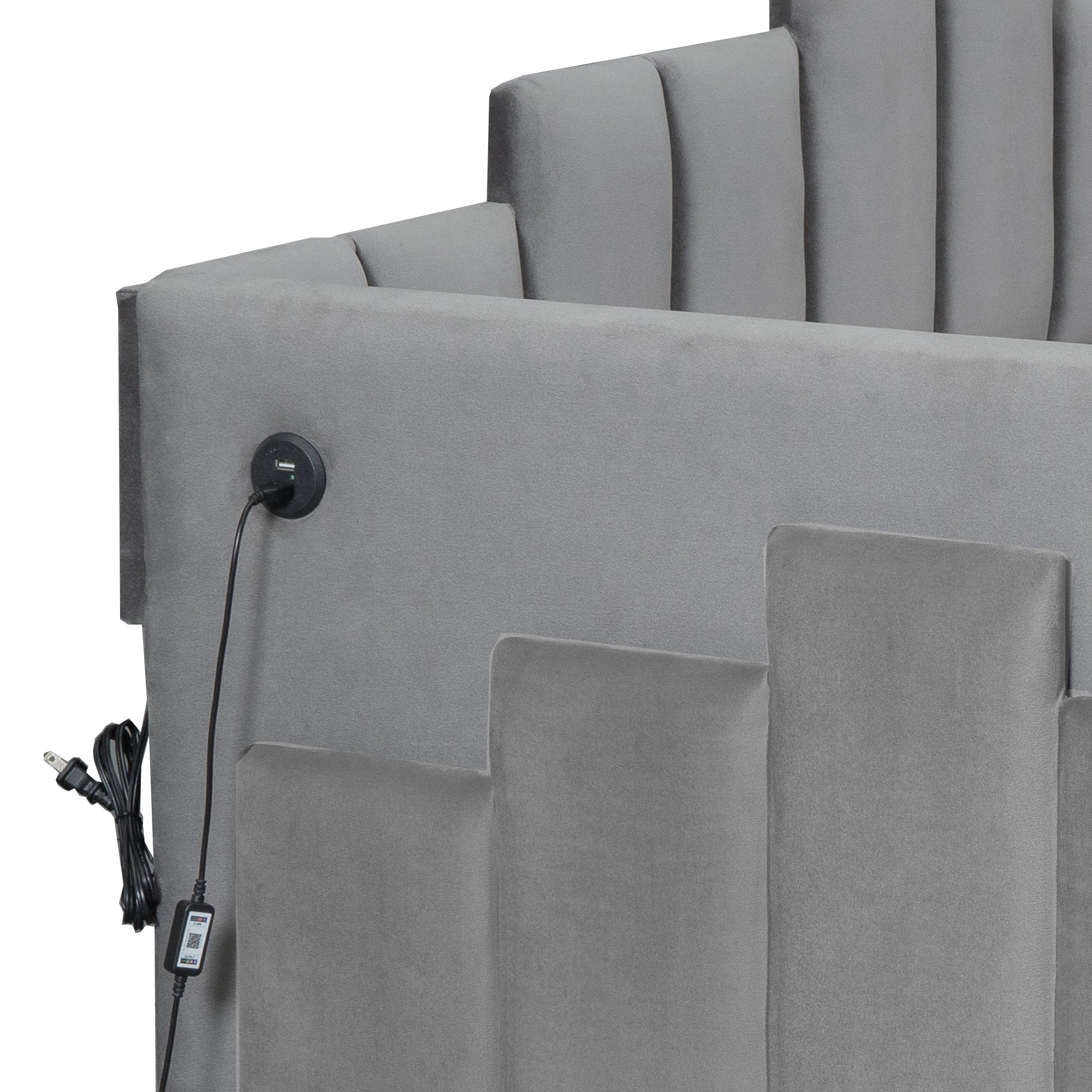 Twin Size Upholstered Daybed with Light and USB Port, Gray - Atlantic Fine Furniture Melbourne FL