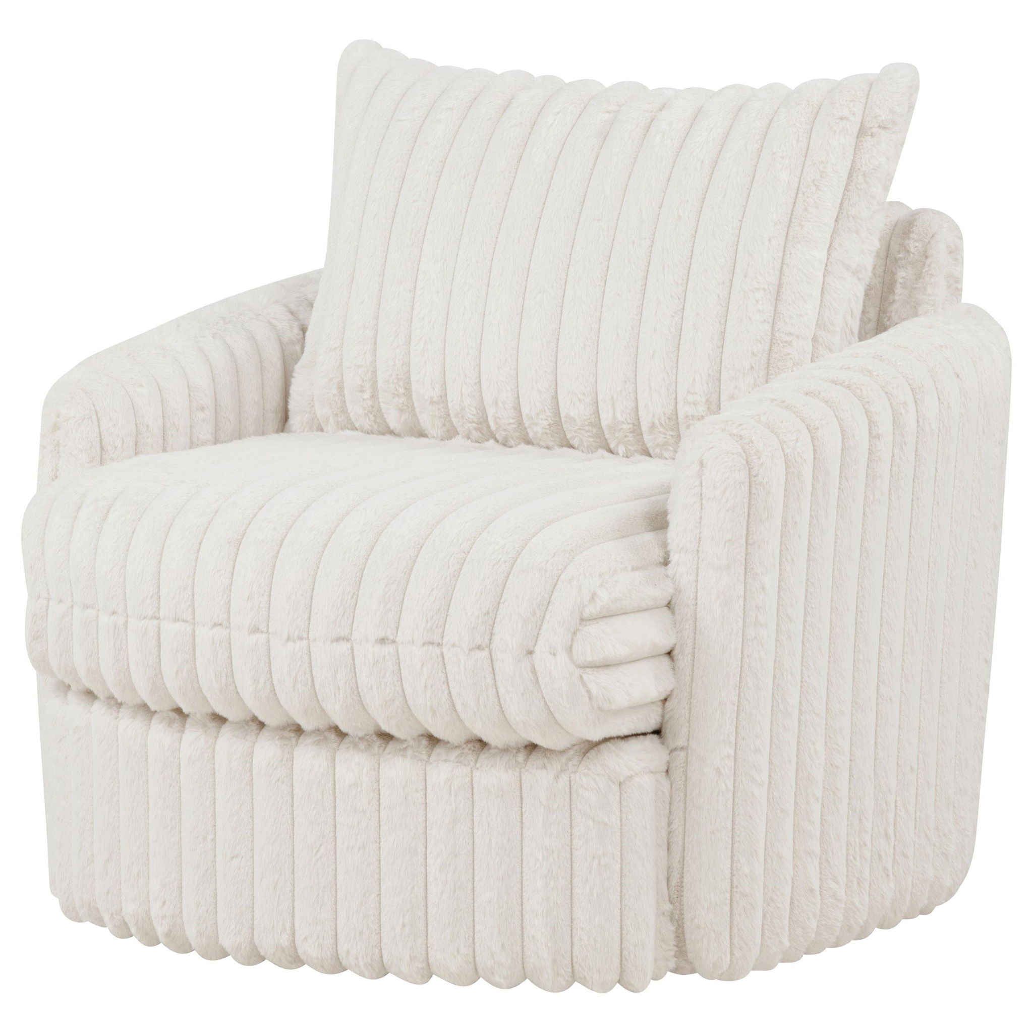 Sarco Corduroy Upholstered Swivel Accent Arm Chair Ivory