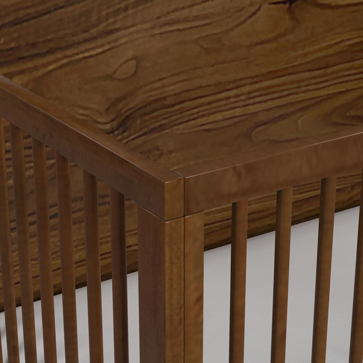 Malia Crib With High Headboard And Guardrail in Walnut by Elements International, view 8