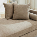 Upholstered Chaise Lounge Indoor With Nailheads, Sleeper Sofa Couch With 4 Throw Pillows & 2 Bolsters, Daybed With Rubberwood Legs