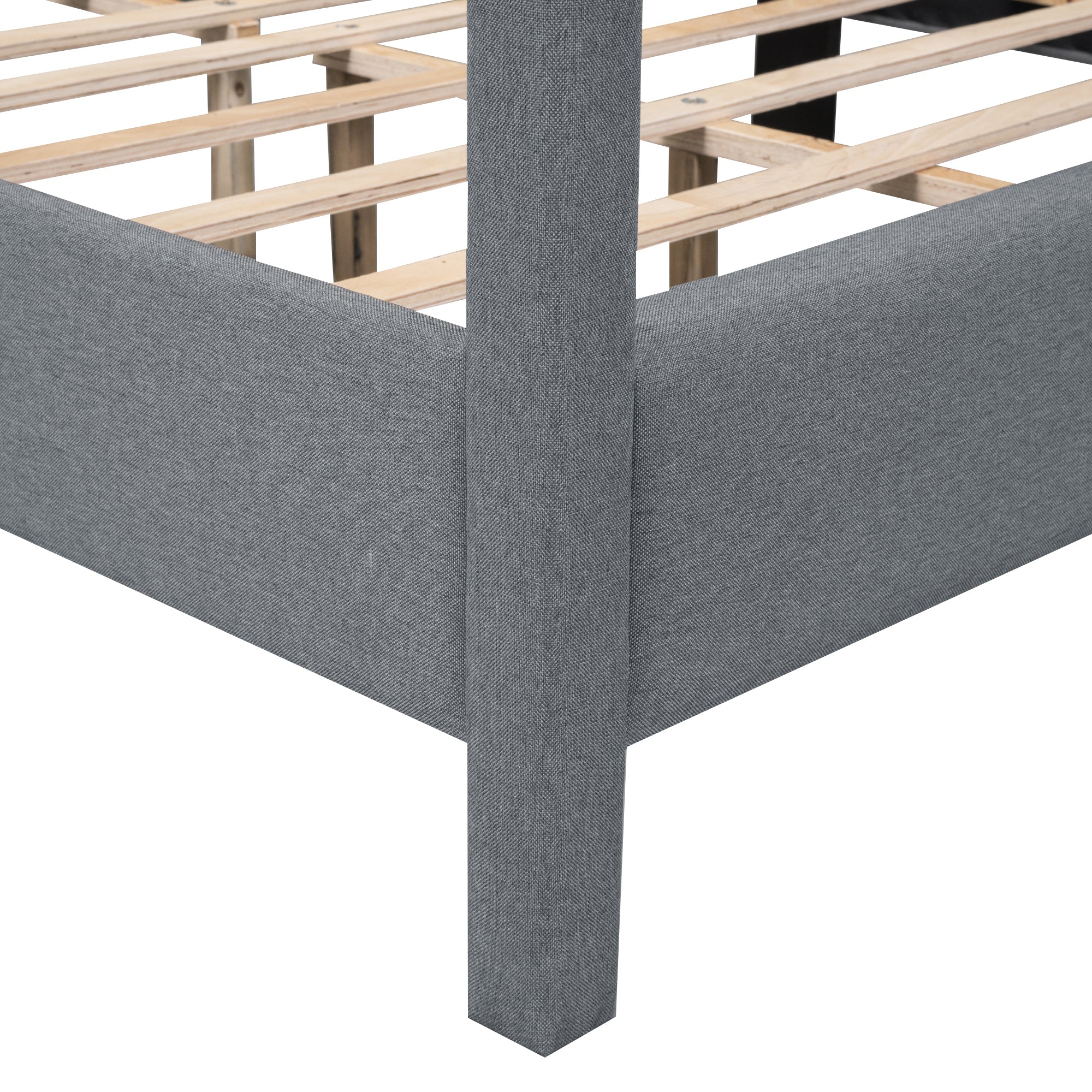 Full Size Canopy Platform Bed with USB and Type-C Ports, Canvas, Gray - Atlantic Fine Furniture Melbourne FL