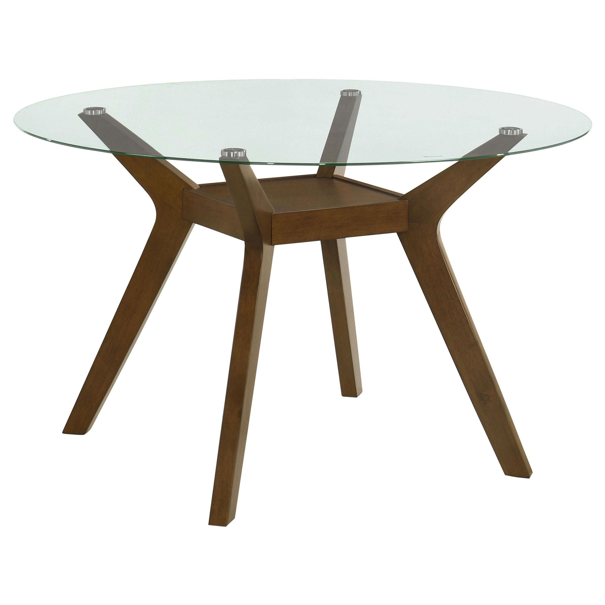 Paxton Round 48-inch Glass Top Wood Dining Table Brown - Atlantic Fine Furniture Melbourne FL