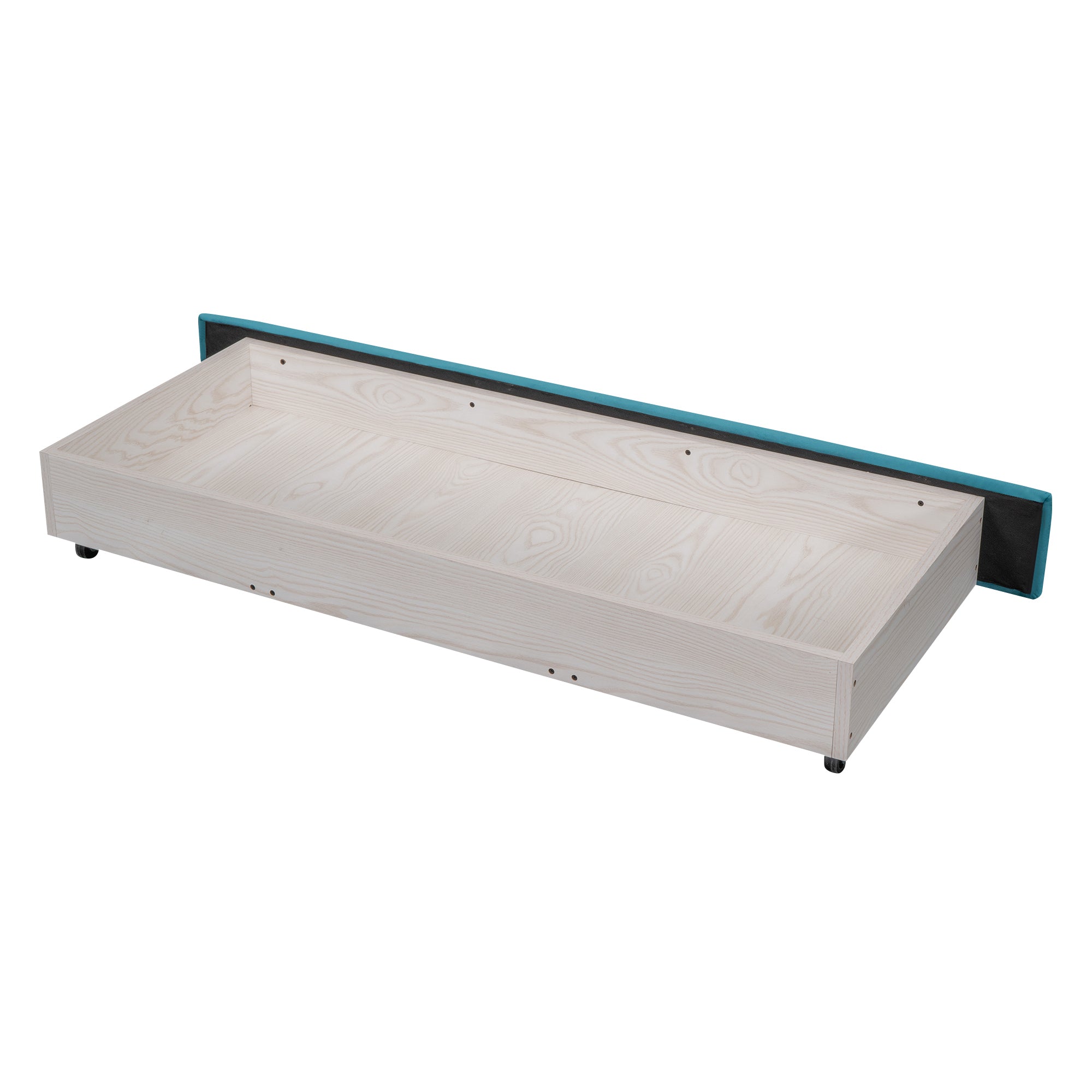 Queen Size Storage Bed Velvet Upholstered Platform Bed with a Big Drawer - Blue - Atlantic Fine Furniture Melbourne FL