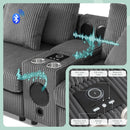 Sectional With Bluetooth Speakers L Shaped Couch With Console USB Charger, Cup Holders Storage Ottoman Deep And Wide Seat Cloud Sofa