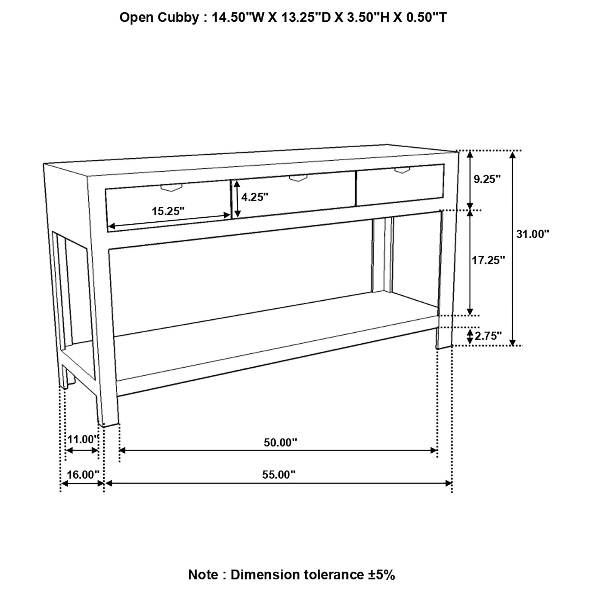 Esther 3-drawer Wood Console Table Natural Sheesham - Atlantic Fine Furniture Melbourne FL