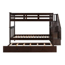 Stairway Bunk Bed With Storage And Guard Rail For Bedroom