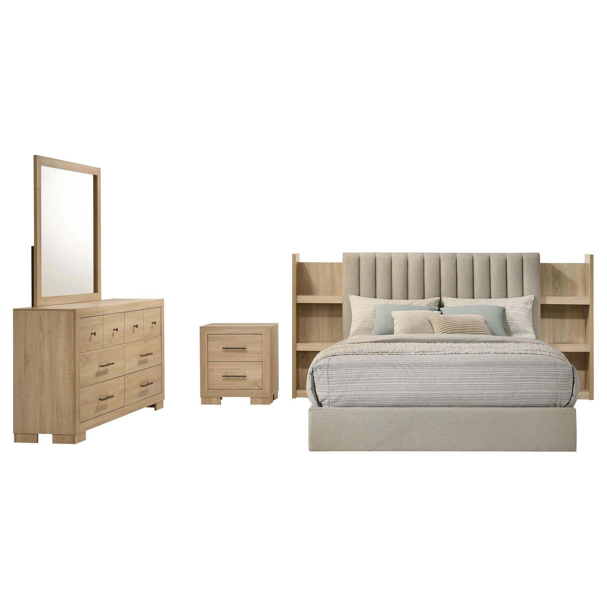 Arielle 4-piece Queen Bedroom Set Light Oak