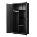 Large Capacity Wardrobe With Hanging Rod And Compartments