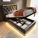 Upholstered Bed, 360 Surround LED Function, Remote Control, Hydraulic Storage Bed With USB, Type-C Charging (Without Mattress)