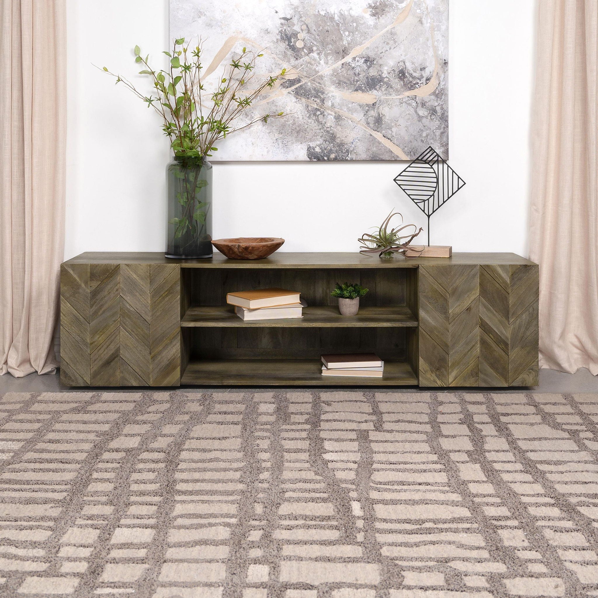 Keese 2-door Wood 70-inch TV Stand Media Console Mango Brown