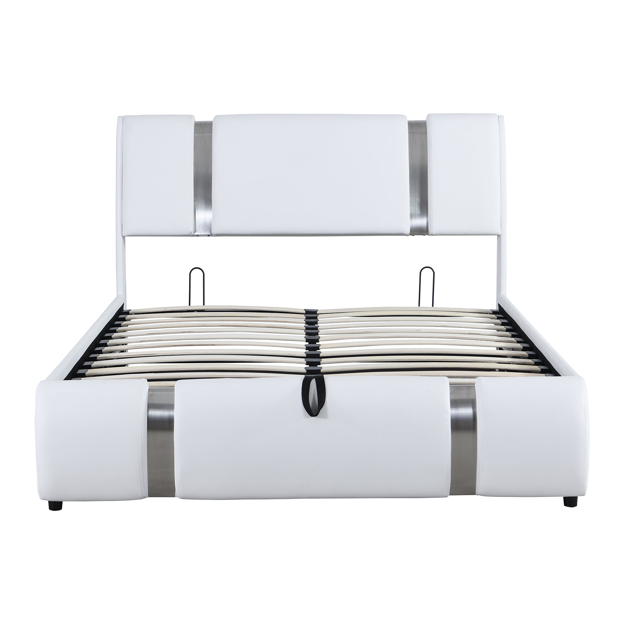 Full Size Upholstered Faux Leather Platform bed with a Hydraulic Storage System, White - Atlantic Fine Furniture Melbourne FL