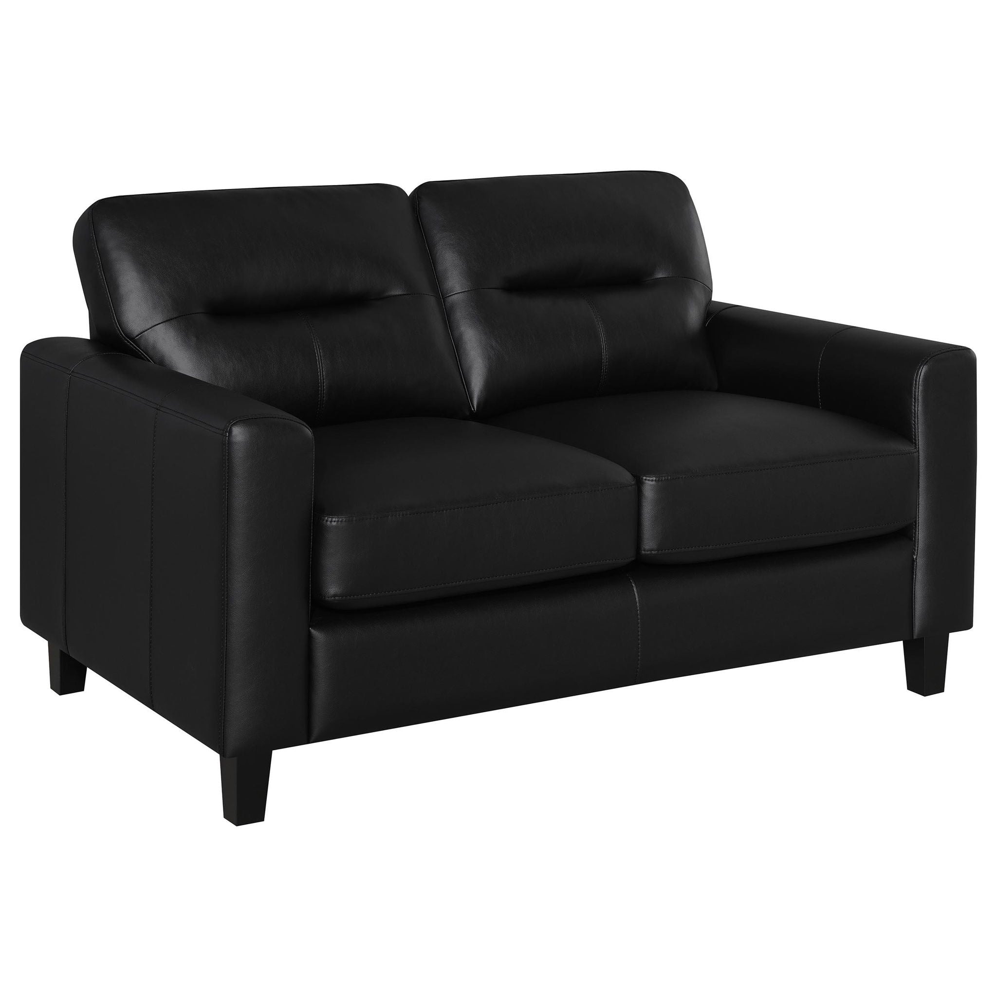 Scotland Faux Leather Upholstered Track Arm Loveseat Black