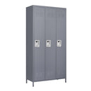 3 Door Lockers With Lock For Home, Gym, Office, School, And Garage - Gray