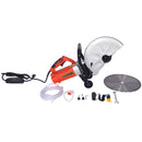 14" Electric Cut Off Saw Wet / Dry Concrete Saw Cutter With Guide Roller And Water Line Attachment, 3000W - Black / Silver