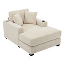 Oversized Chaise Lounger Modern Style Sofa Couch, With Pillows, Charge Station & Cup Holders