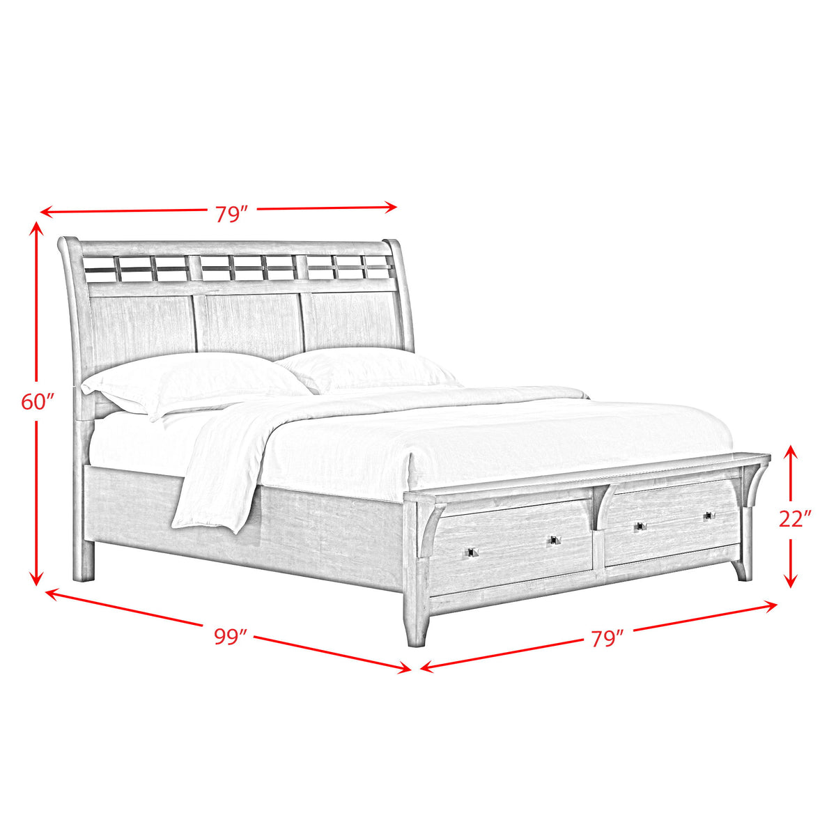 Gage Sleigh Storage Bed in Light Brown by Elements International, view 9