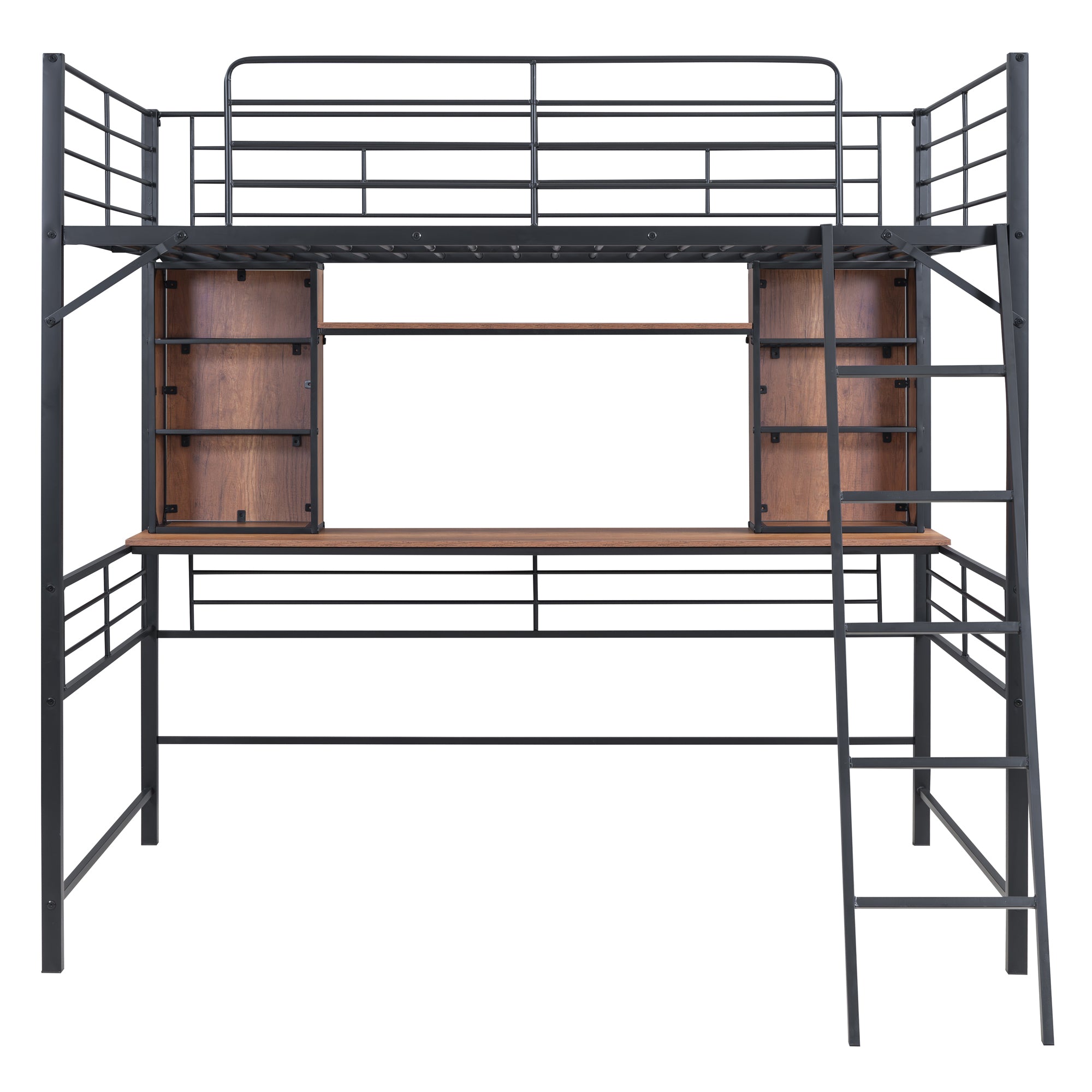 Full Size Loft Bed with Desk and Shelf , Loft Bed with Ladder,Full,Black - Atlantic Fine Furniture Melbourne FL