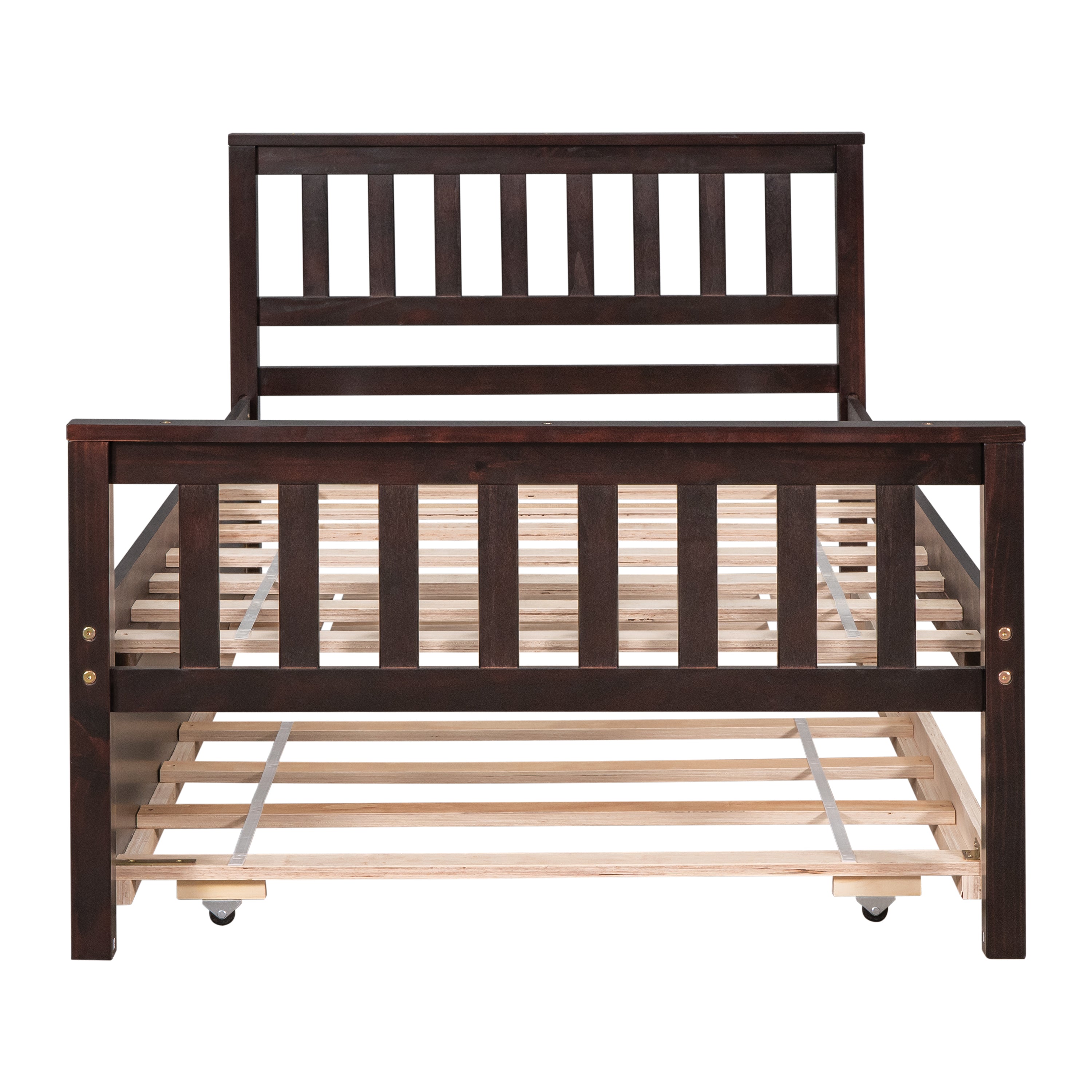 Twin Bed with Trundle, Platform Bed Frame with Headboard and Footboard, for Bedroom Small Living Space,No Box Spring Needed,Espresso(Old SKU:W50440557) - Atlantic Fine Furniture Melbourne FL