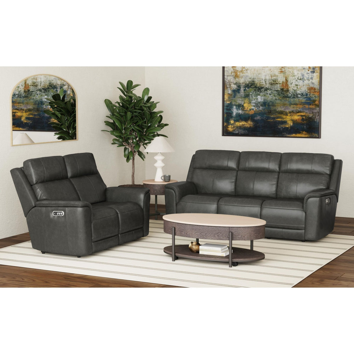 Mustang P3 Sofa With DDT, Wireless Chargerin in Dark Brown by Elements International, view 17