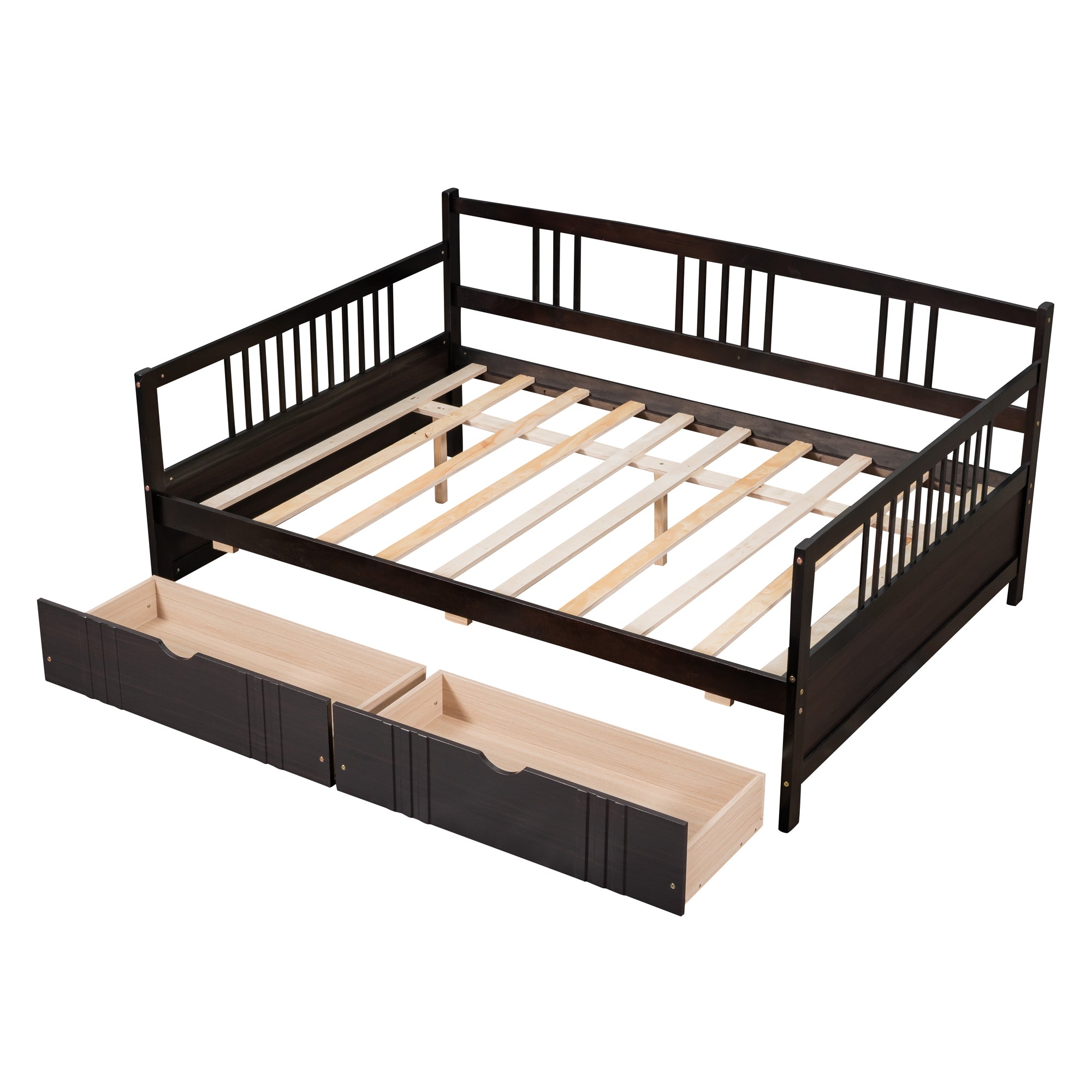 Full Size Daybed Wood Bed with Two Drawers,Espresso(OLD SKU:LP000058AAP)
