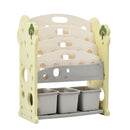 Kids Bookshelf Toy Storage Organizer With 17 Bins And 5 Bookshelves, Multi-Functional Nursery Organizer Kids Furniture Set Toy Storage Cabinet Unit With HDPE SheLF And Bins