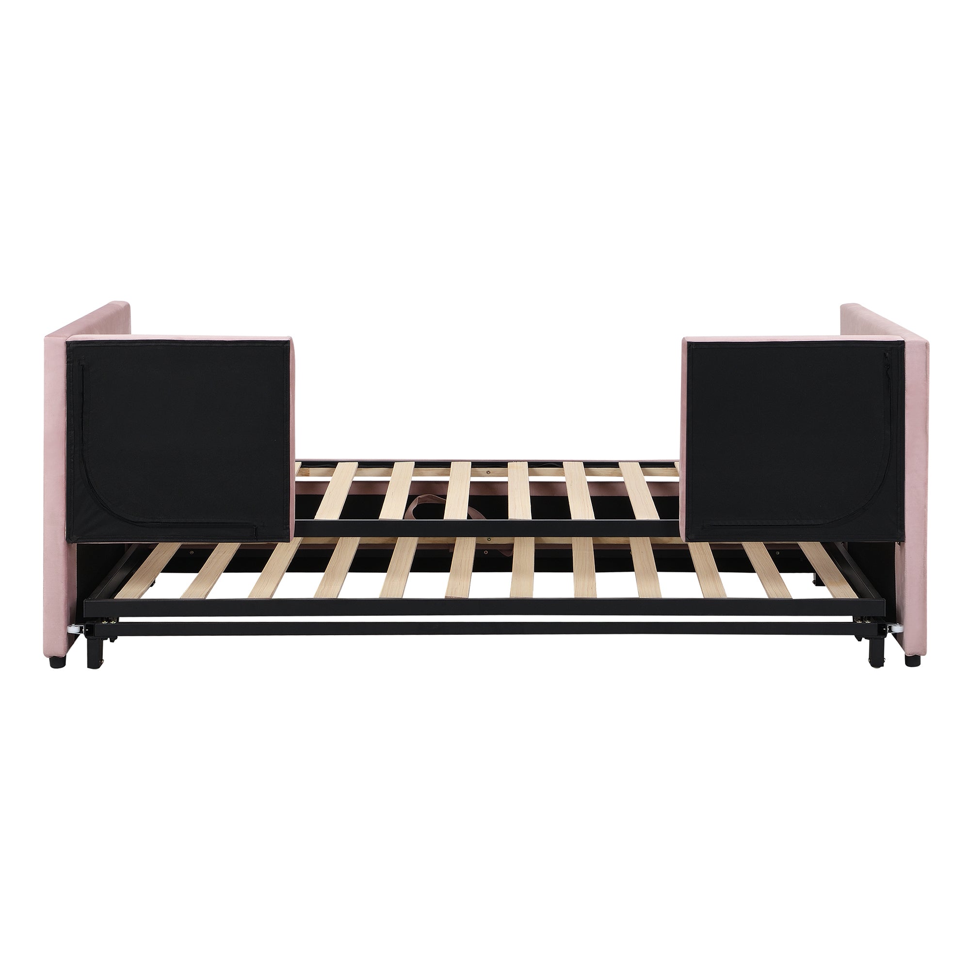 Twin Size Upholstered daybed with Pop Up Trundle, Pink - Atlantic Fine Furniture Melbourne FL