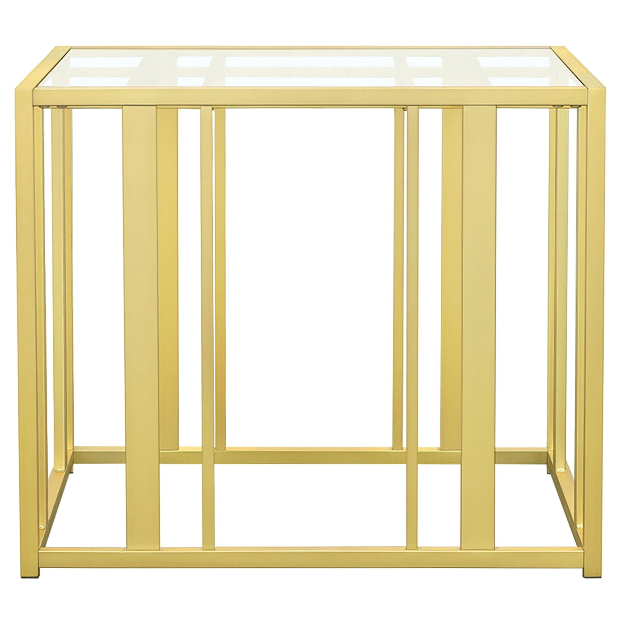 Adri Rectangular Glass Top Side End Table Matte Brass