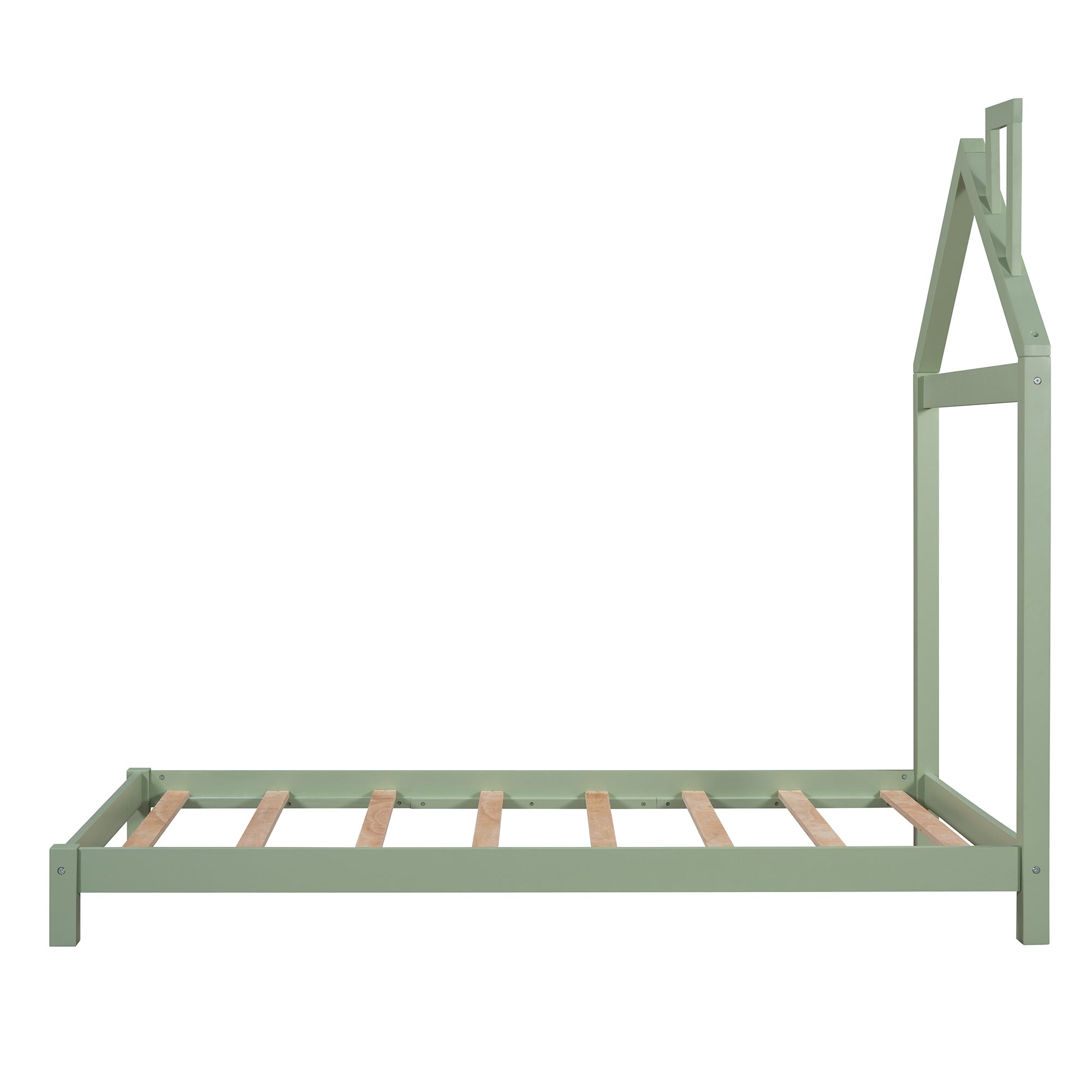 Twin Size Wood Platform Bed with House-shaped Headboard (Green) - Atlantic Fine Furniture Melbourne FL