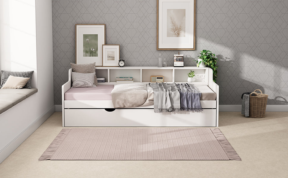 Twin Size Wooden Day Bed with 3 Trawers for Guest Room, Small Bedroom, Study Room, White - Atlantic Fine Furniture Melbourne FL