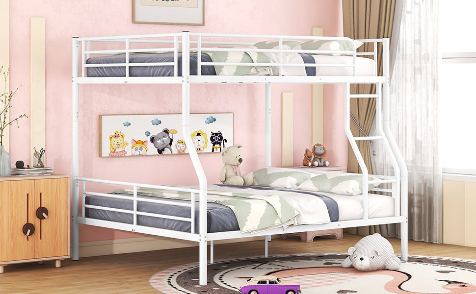Full XL Over Queen Metal Bunk Bed, White - Atlantic Fine Furniture Melbourne FL