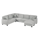 Upholstered U-Shaped Sectional Sofa With Movable Ottoman And Side Storage Pockets