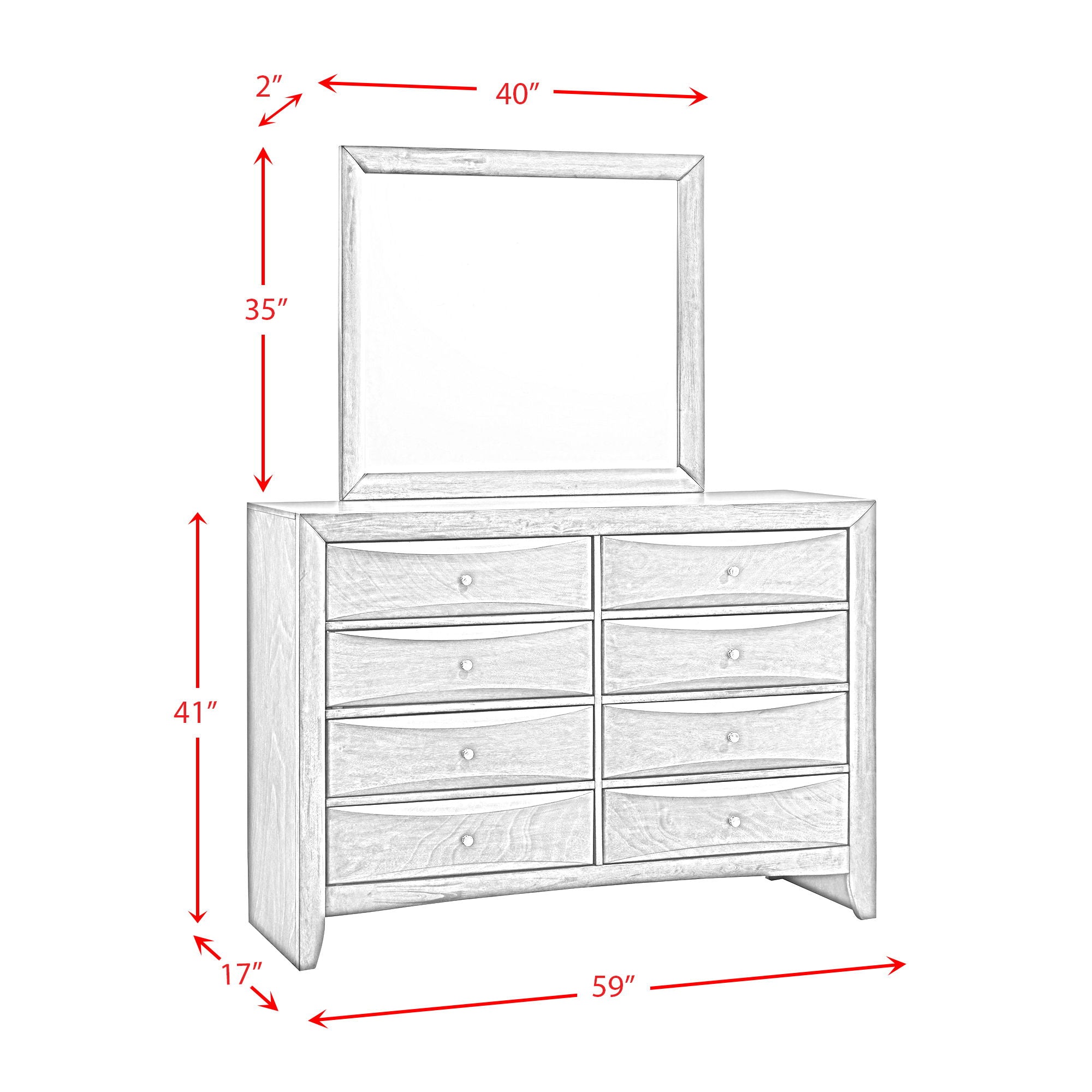 Emily Bedroom Dresser in Dark Gray by Elements International, view 9