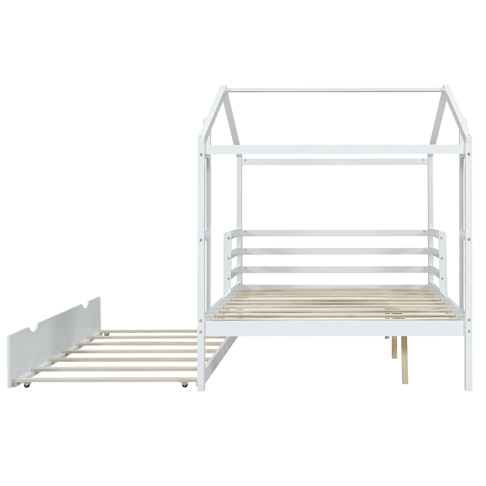 Full Size Wood House Bed with Fence and Writing Board, White - Atlantic Fine Furniture Melbourne FL