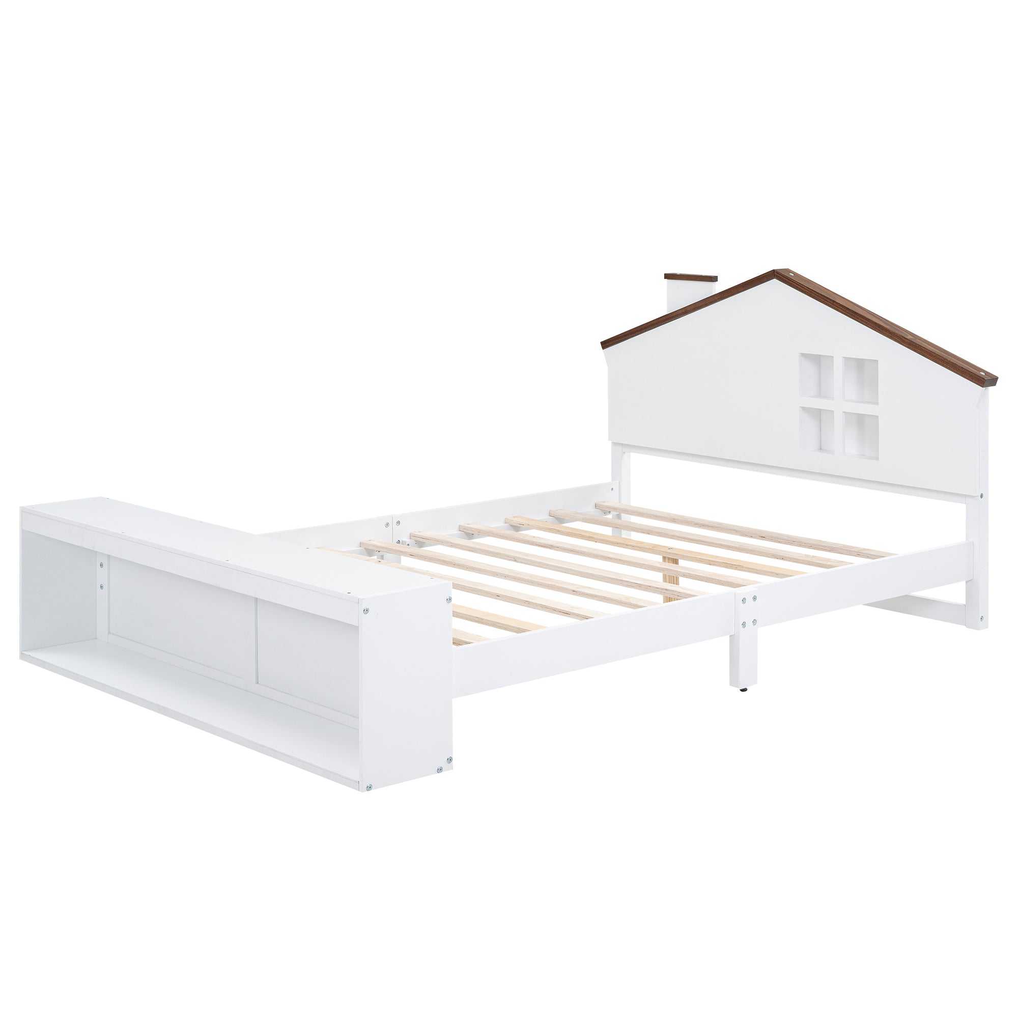 Full Size House Platform Bed with LED Lights and Storage, White - Atlantic Fine Furniture Melbourne FL
