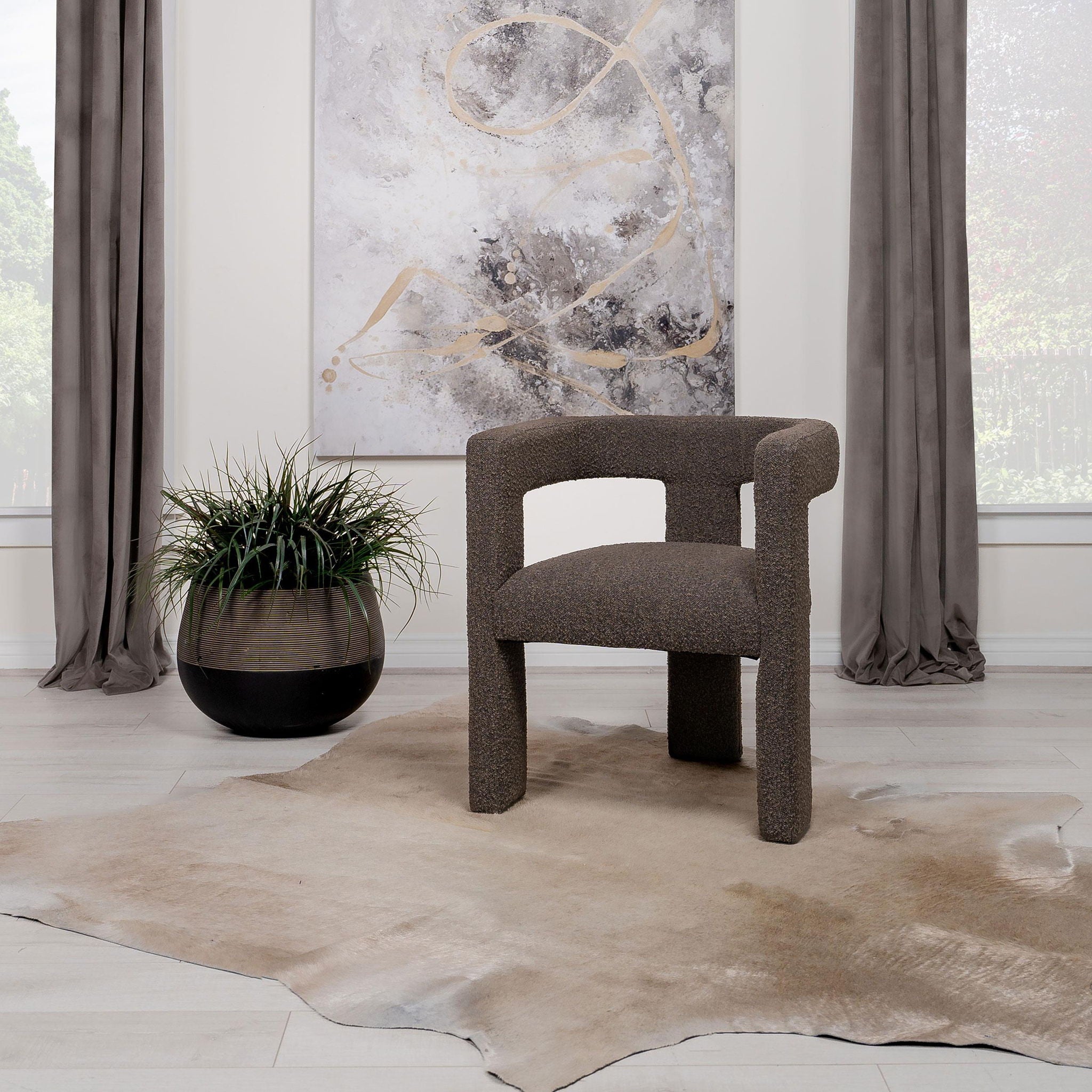 Petra Boucle Upholstered Accent Side Chair Chocolate Brown - Atlantic Fine Furniture Melbourne FL