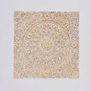 Floral Hand Carved Mandala Square Wall Decor With Spiritual Symbolism - Gold / White
