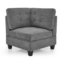 Modular Corner Sofa With Chenille Upholstery - Gray