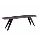 Modern Acacia Wood Dining Bench, Live Edge Design Accent Bench With Iron Legs - Black / Gray