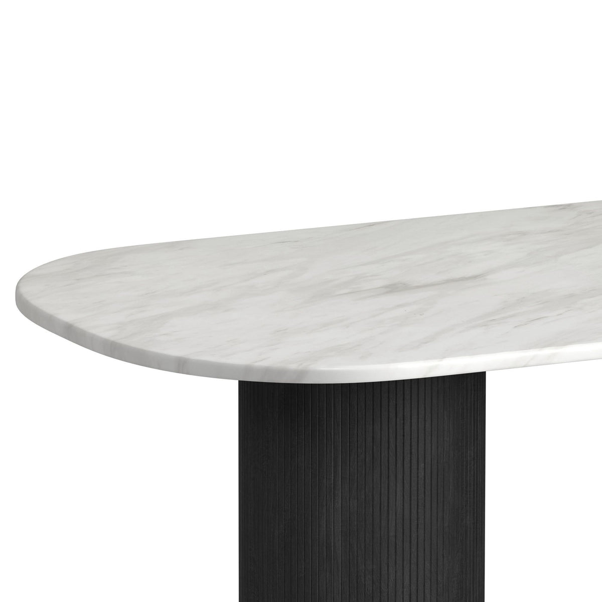 Sylvie Oval Dining Table With Faux Marble Top in Black by Elements International, view 15