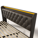 Upholstered Bed, 360 Surround LED Function, Remote Control, Hydraulic Storage Bed With USB, Type-C Charging (Without Mattress)