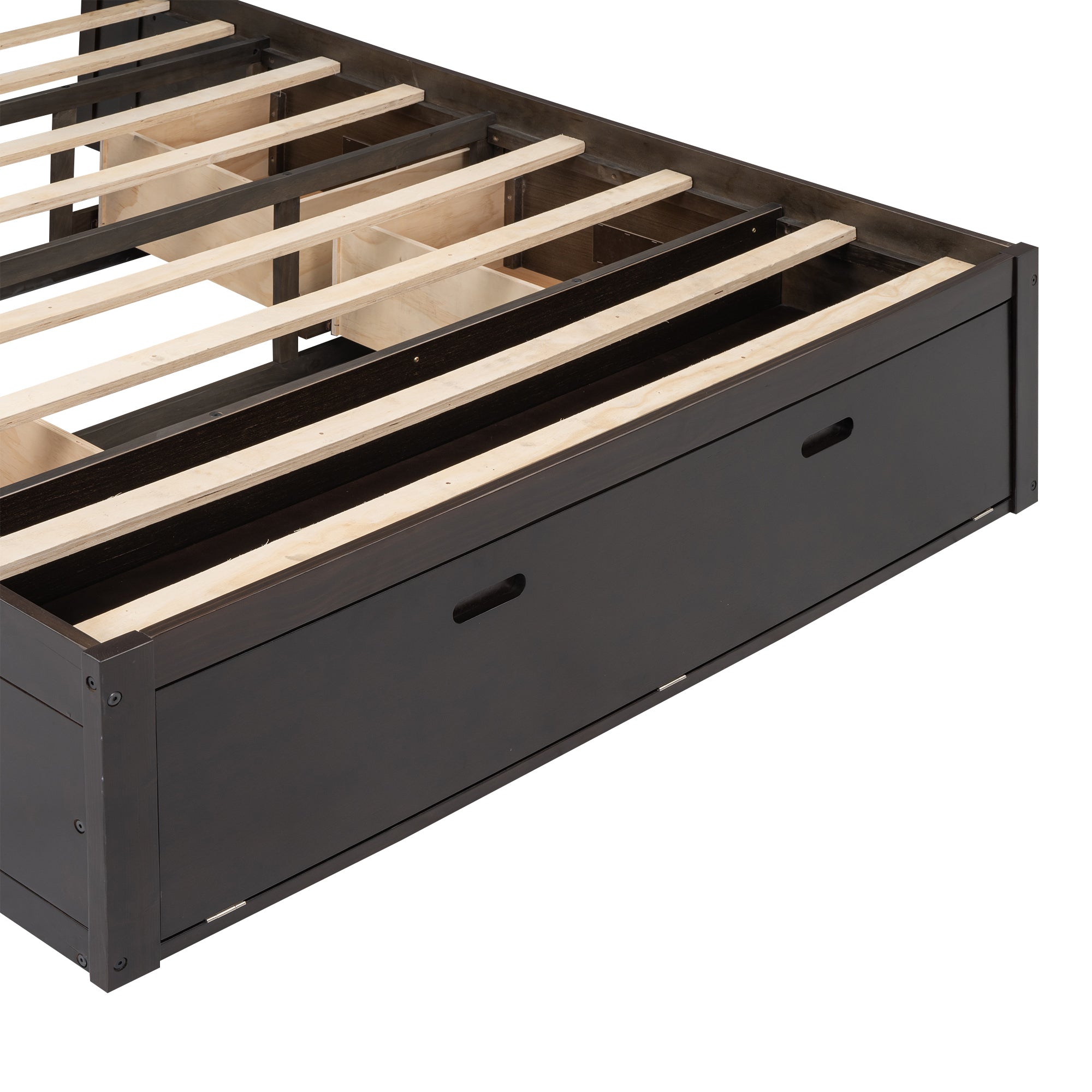 Wood Queen Size Platform Bed with Storage Headboard, shoe rack and 4 drawers,Espresso - Atlantic Fine Furniture Melbourne FL