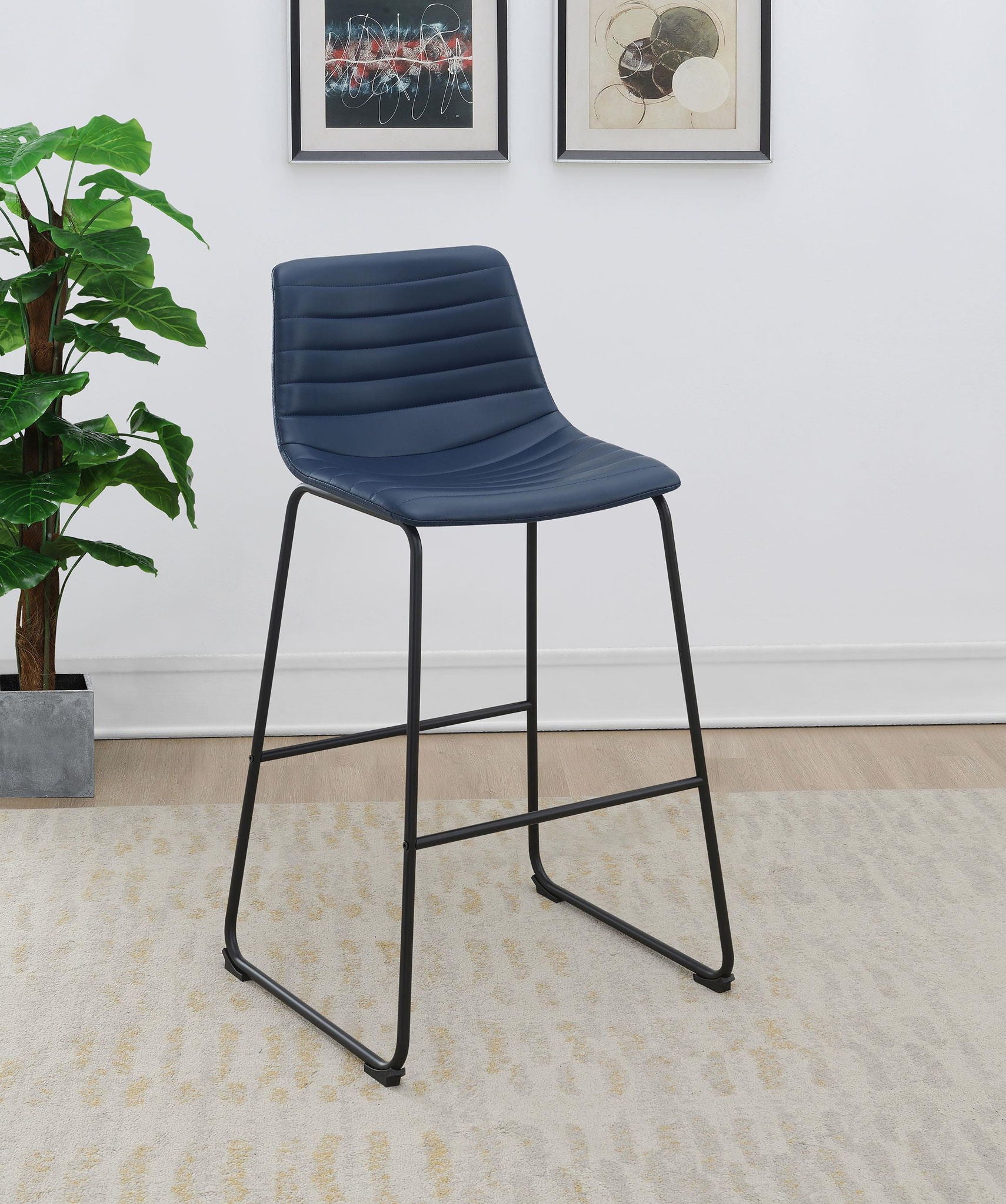 Zuni Faux Leather Upholstered Bar Chair Blue (Set of 2) - Atlantic Fine Furniture Melbourne FL
